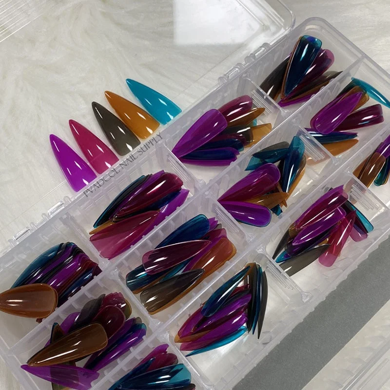 Gel X Nails Extension System Full Cover Sculpted Base Color Stiletto Medium False Nail Tips 240pcs/box-Nail Inspo
