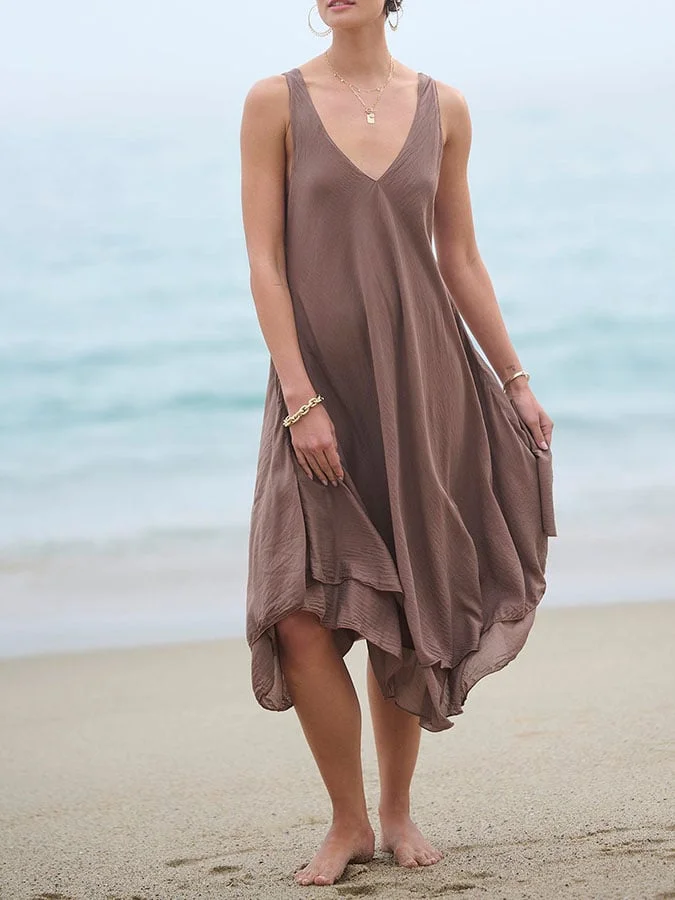 Women's Casual Solid Color Vest Dress