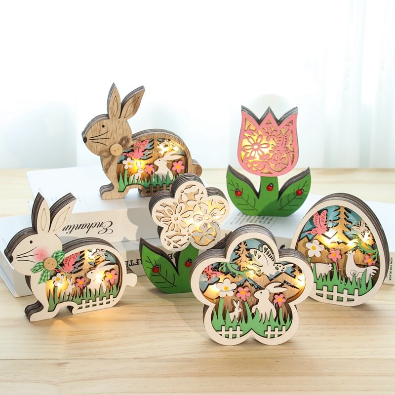 🐇Easter Bunny Wood Ornaments Decoration Crafts