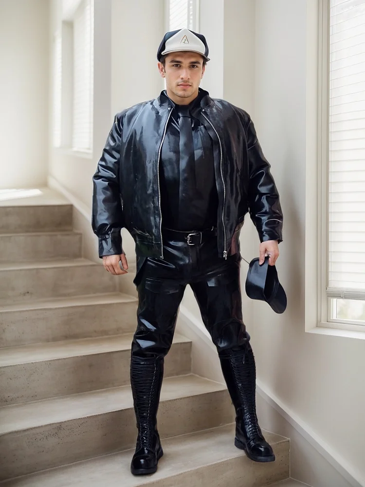 Man Latex coats Men's Latex Air Force Flight Jacket（KG29906)