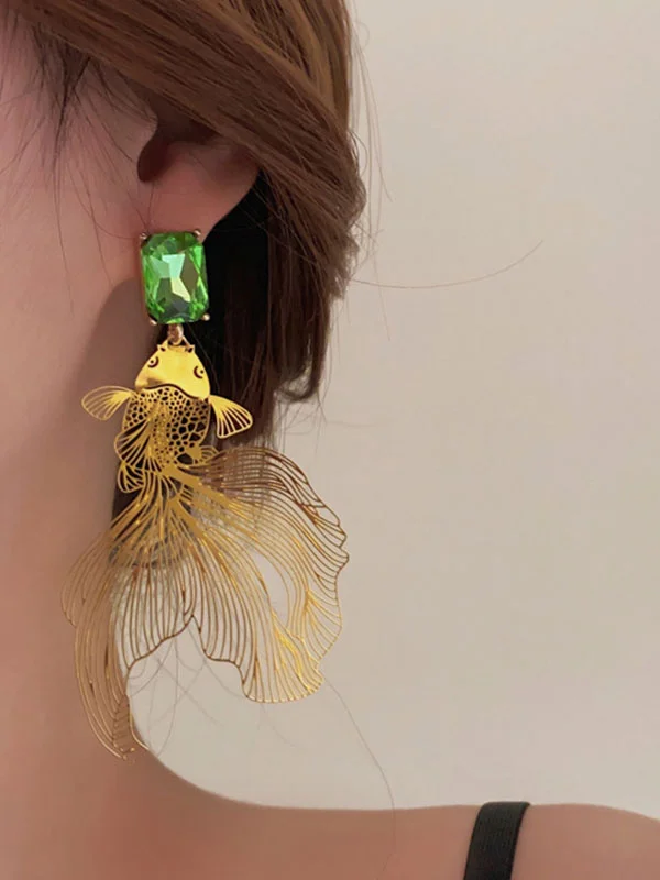 Animal Shape Rhine Stones Drop Earrings
