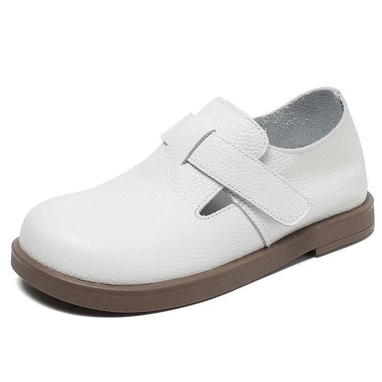 Spring Retro Soft Solid Leather Flat Casual Shoes