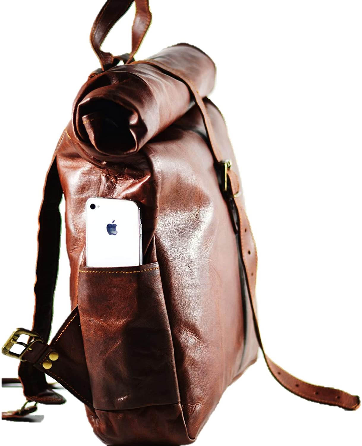 Vintage Leather Backpack School College Book bag Laptop Backpack Brown