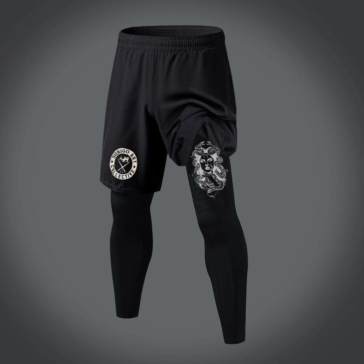 Medusa portrait Graphic Print 2 in 1 Gym Workout With Leggings