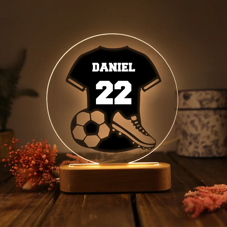 Lámpara Ilusión 3D Luz de Noche LED Fútbol con Nombre y Número Personalizados