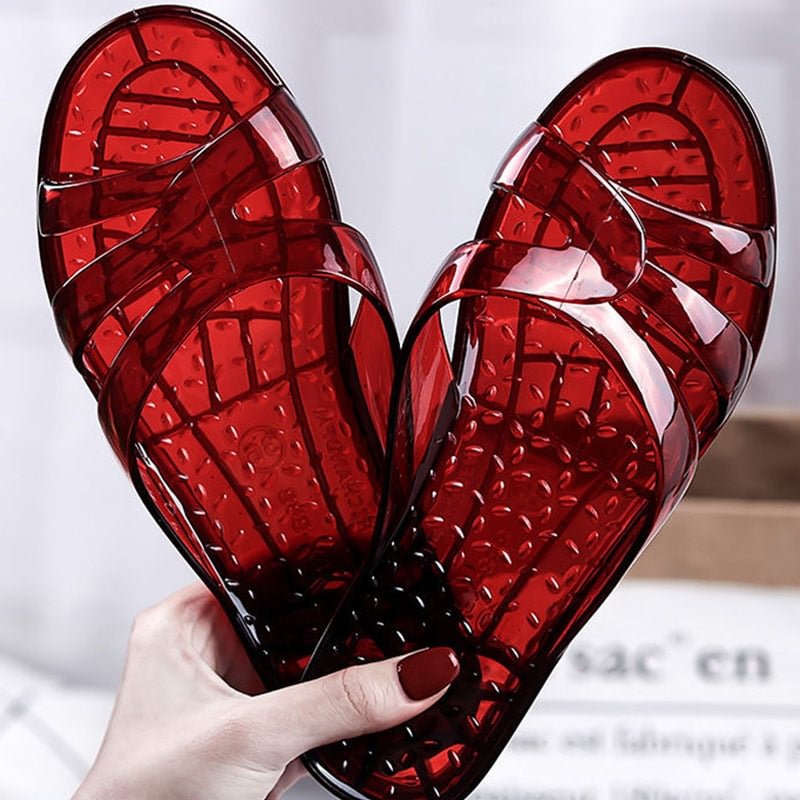 Summer Loafers Female Transparent Shoes Shallow Peep Toe Jelly Shoes Women Sandals 2021 Fashion Slides Ladies Sandals