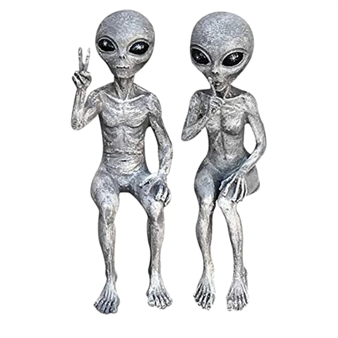 Outer Space Alien Statue Martians Garden Figurine Set For Home Indoor Outdoor Ornaments Decorations Miniatures
