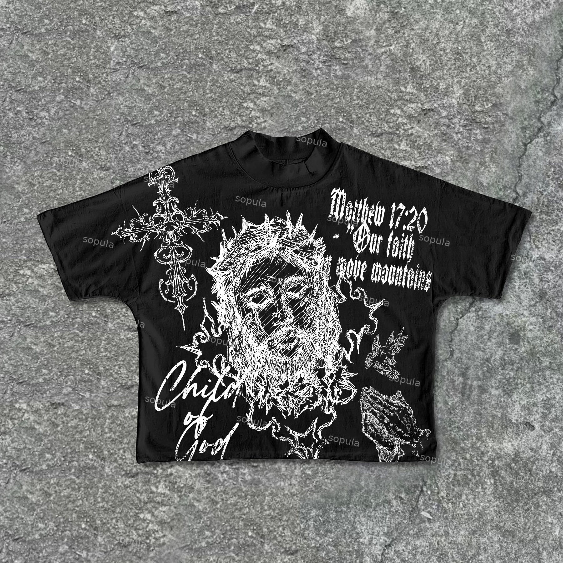 Jesus Piece Graphic Cross Bible Print Cropped T-Shirts - SOPULA
