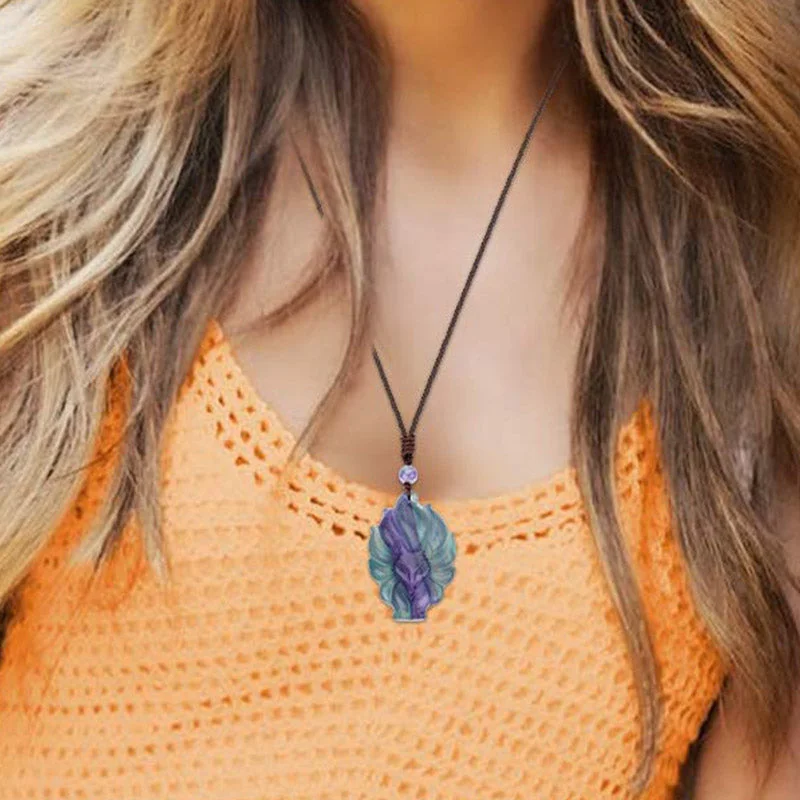 Natural Fluorite Gold Sheen Obsidian Fox Pendant Protection Necklace