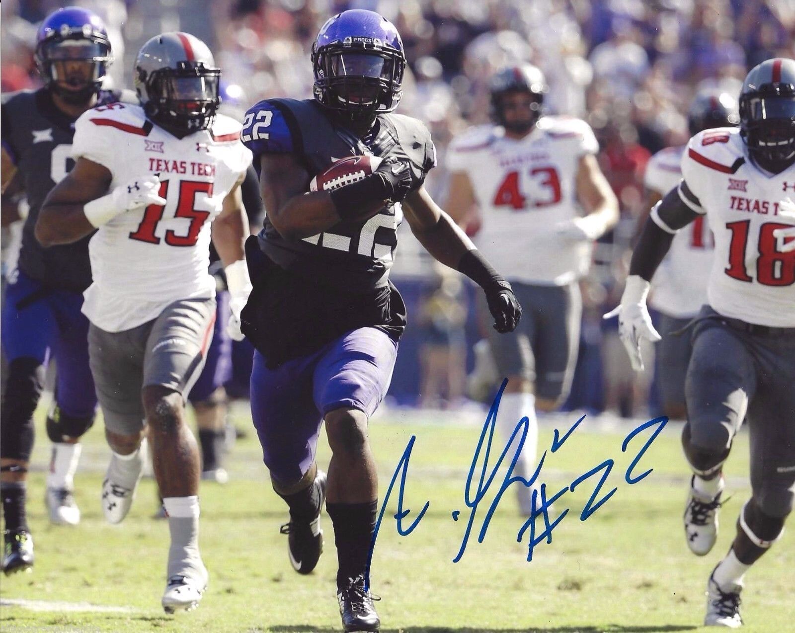 TCU HORNED FROGS AARON GREEN HAND SIGNED 8X10 Photo Poster painting B W/COA TEXAS CHRISTIAN 2015