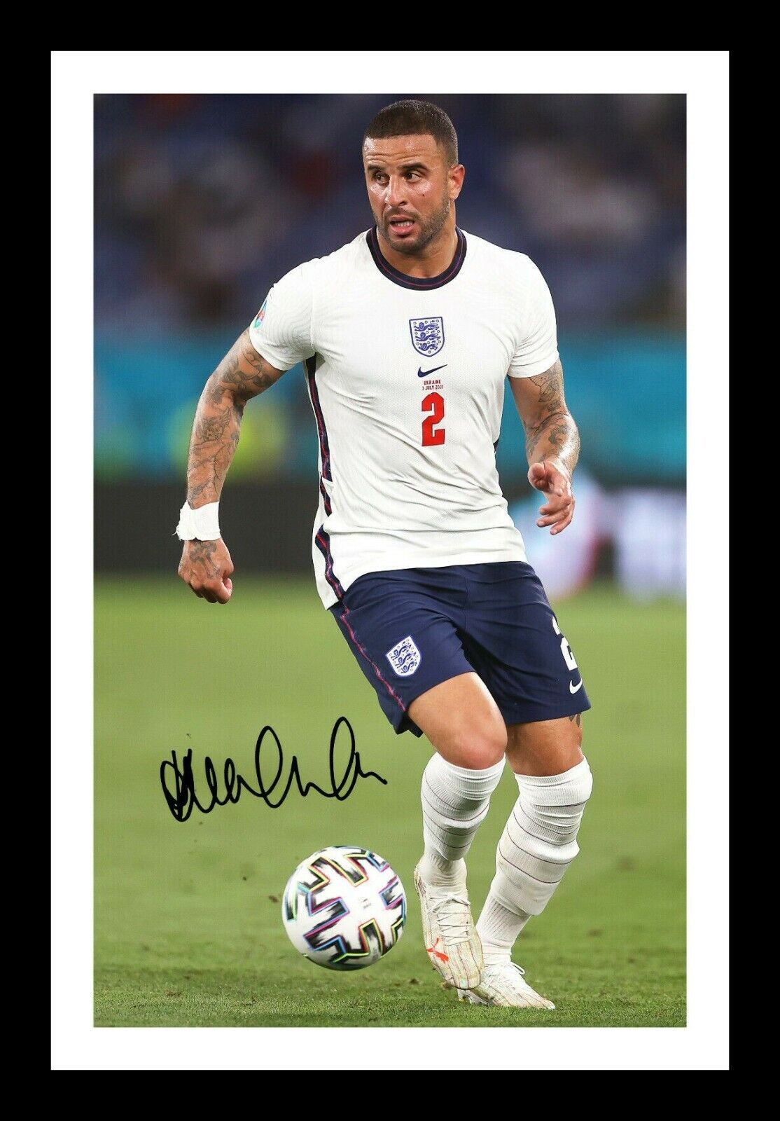 Kyle Walker - England Euro 2020 2021 Autograph Signed & Framed Photo Poster painting