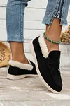 Women's Warm Thick Suede Furry Lined Slip on Flat Shoes