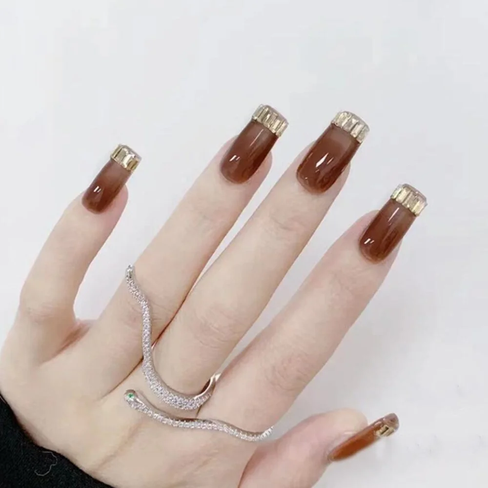 24PCS Press On Nails with Diamond Butterfly Design White Fake Nails Coffin Ballet False Nails Manicure Salon DIY  Full Finished-Nail Inspo