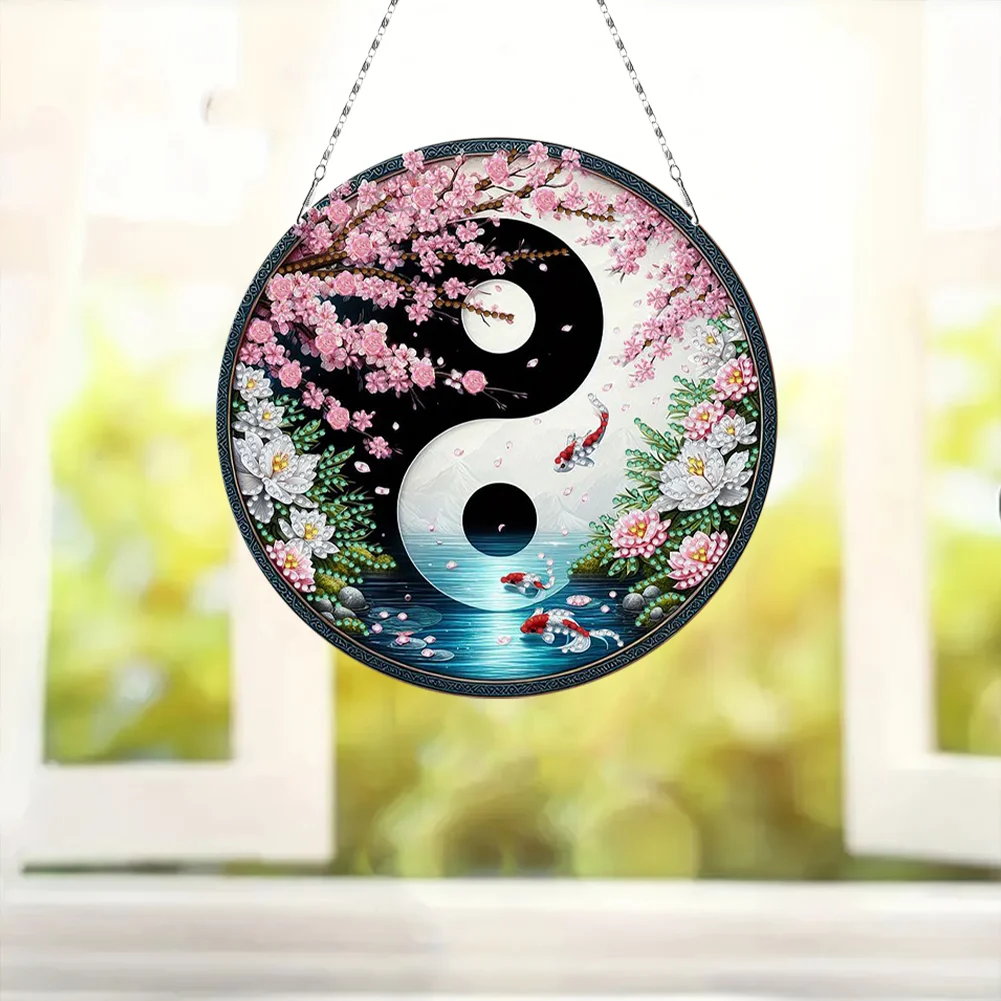 Fish Yin Yang 2D Flat DIY Diamond Painting Set Diamond Art Pendant Home Decor