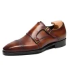 Fashion Double Monk Strap Mens Dress Shoes Leather 