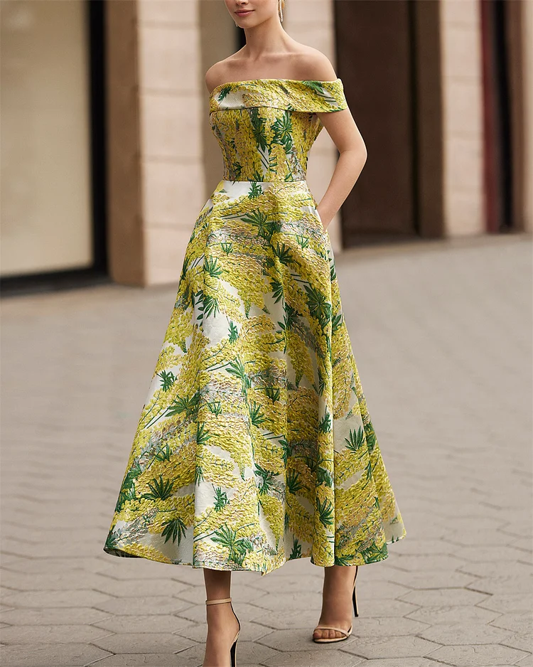 Women's Elegant Embroidery Printing Dress - 01