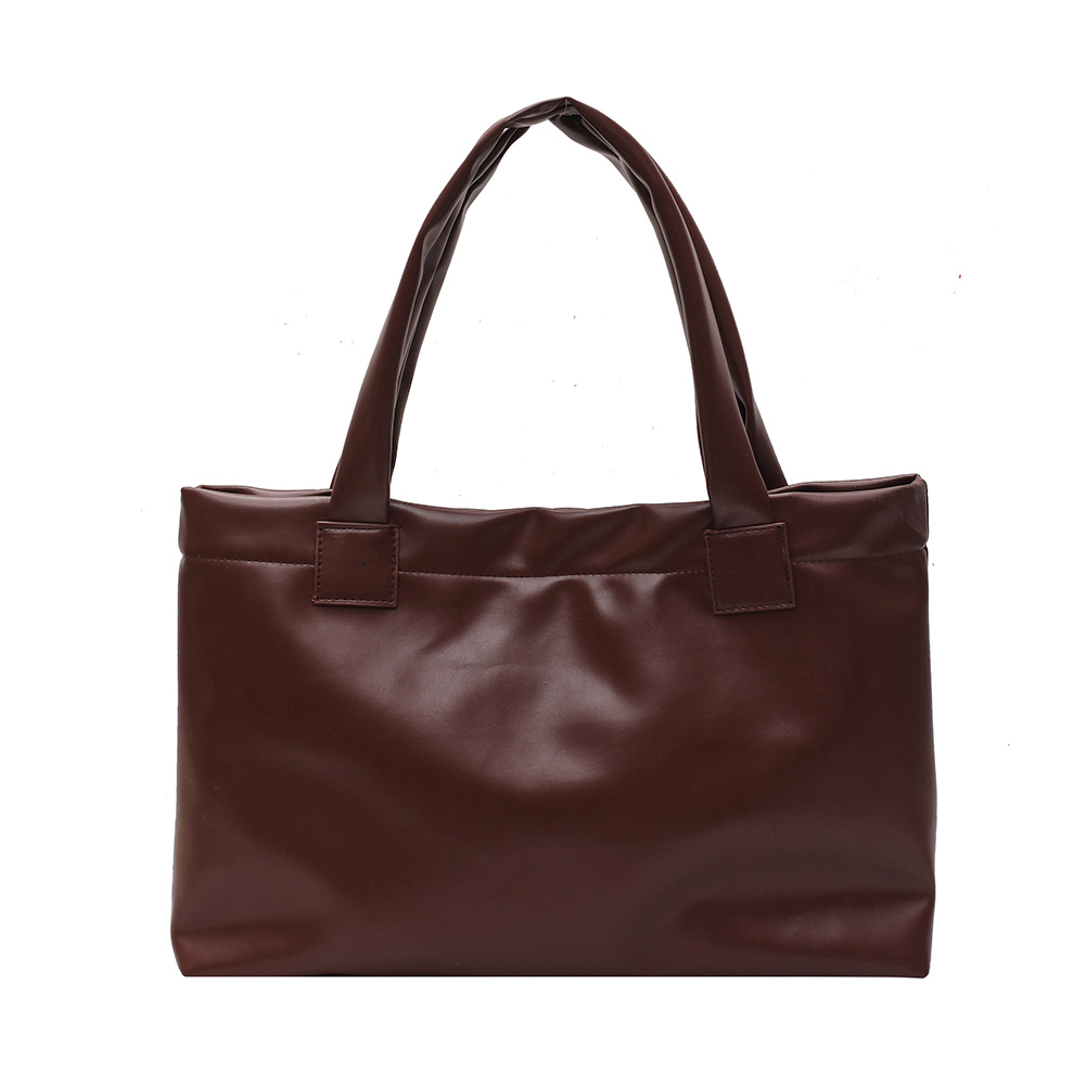 Solid Color Women Handbag Large Capacity Fashion PU Shoulder Shopping Bags