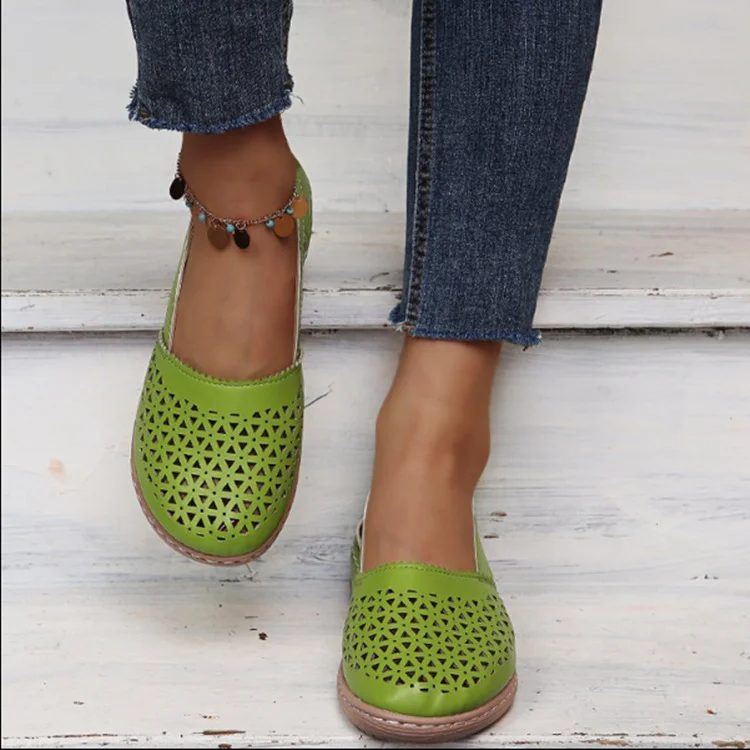 Yyvonne Summer Large-Size Casual Sandals Women's Slopes Hollow Pure Color Single Shoes Low-Heeled Sandals Women