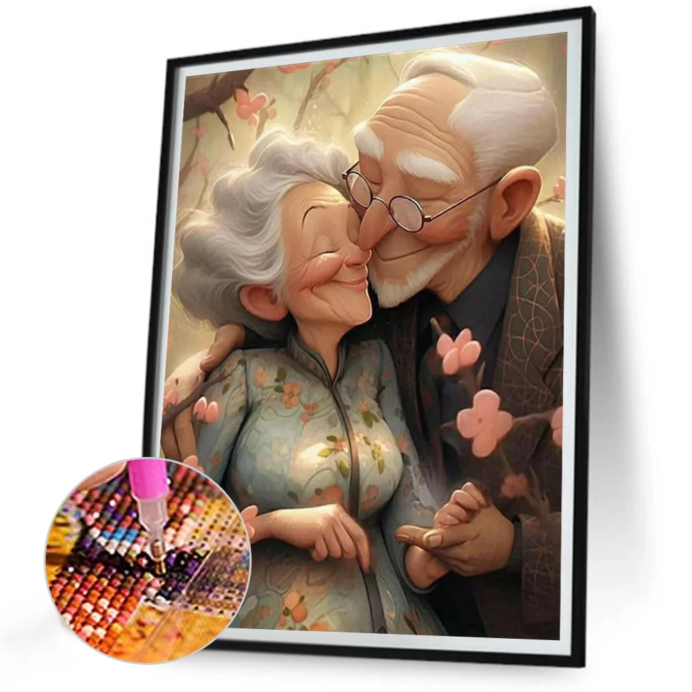 Full Round Diamond Painting 30*40cm - Elderly Couple