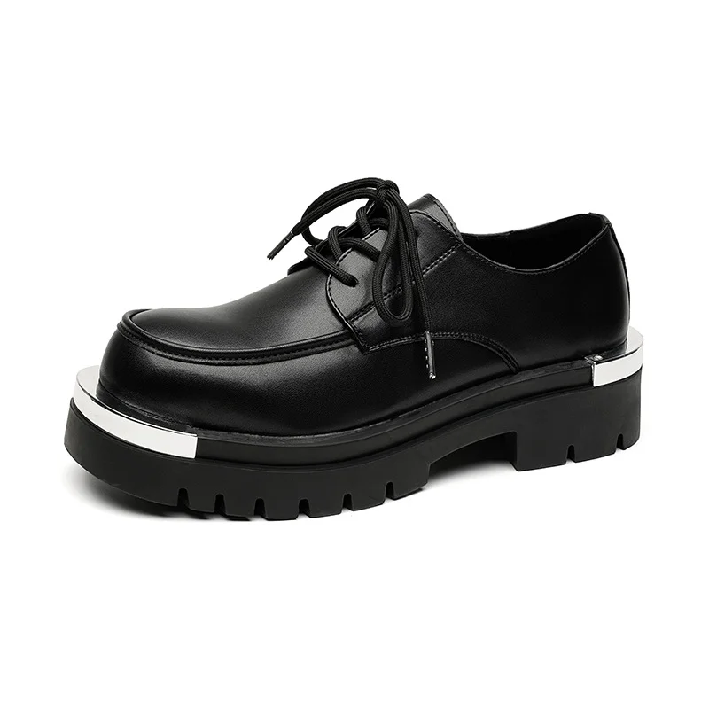 Colourp Colourp Casual Leather Shoes Trend Teen Platform Fall 2023 New Versatile Men's Working Shoes 8796-R