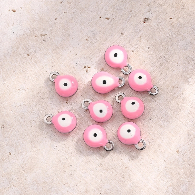 50 Pcs/Package 8.5x6mm Hole Under 1mm 304 Stainless Steel Eye Simple Polished Pendant Jewelry Accessories