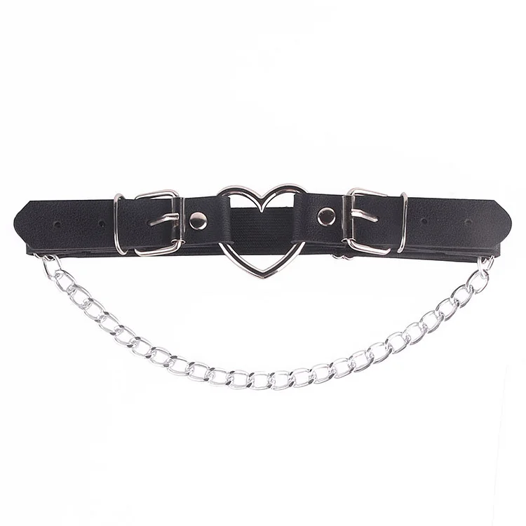 Punk Heart Pattern Chain-trimmed Adjustable Garter