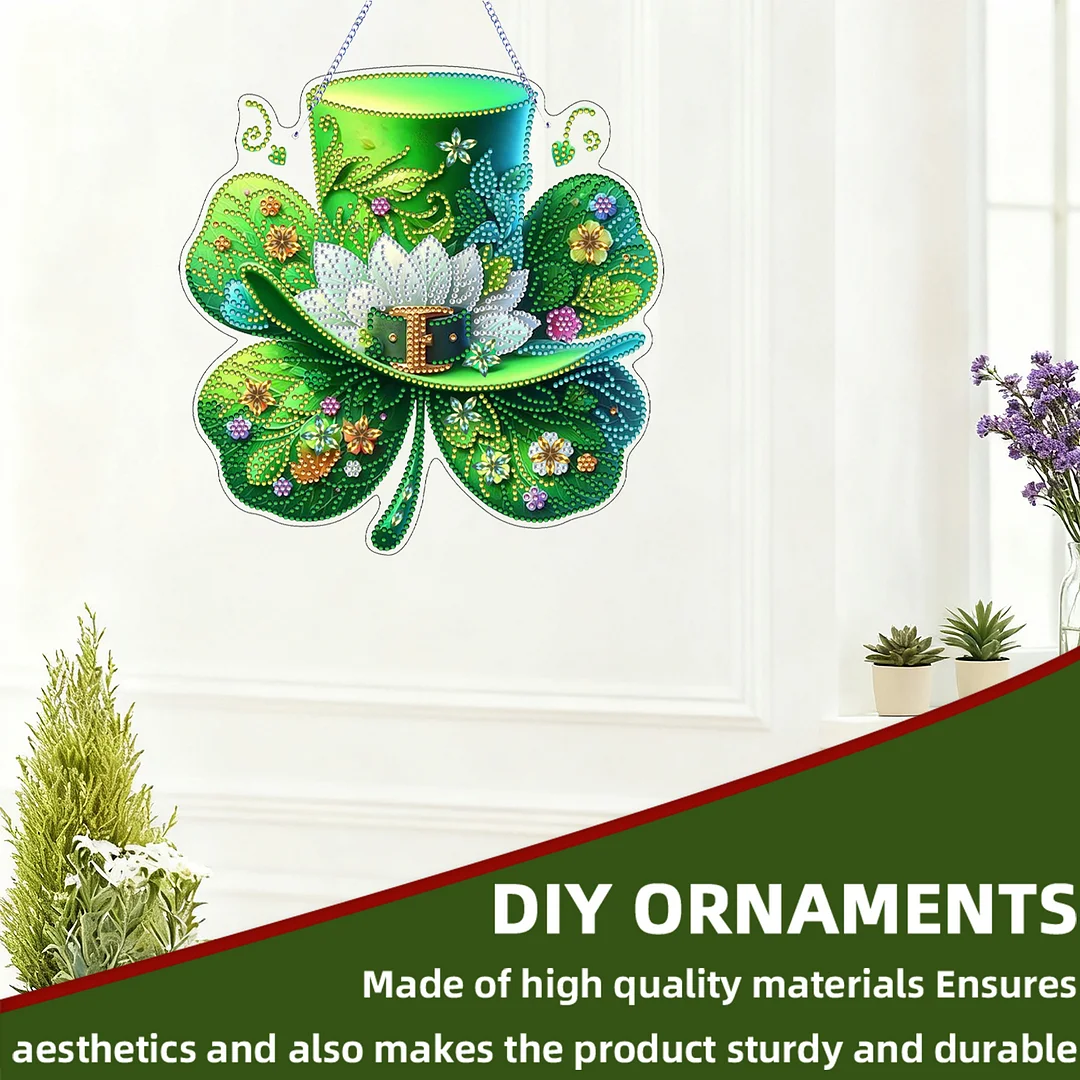 St. Patrick s Day 1 DIY 2D Flat Acrylic Diamond Painting Dots Pendant for Adults