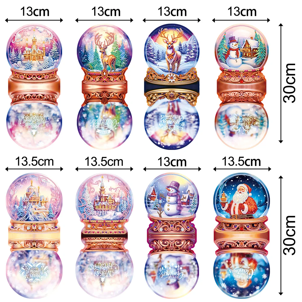 8pcs Elk Special Shape Diamond Art Greeting Cards Santa Gift for Christmas【With White Envelope】