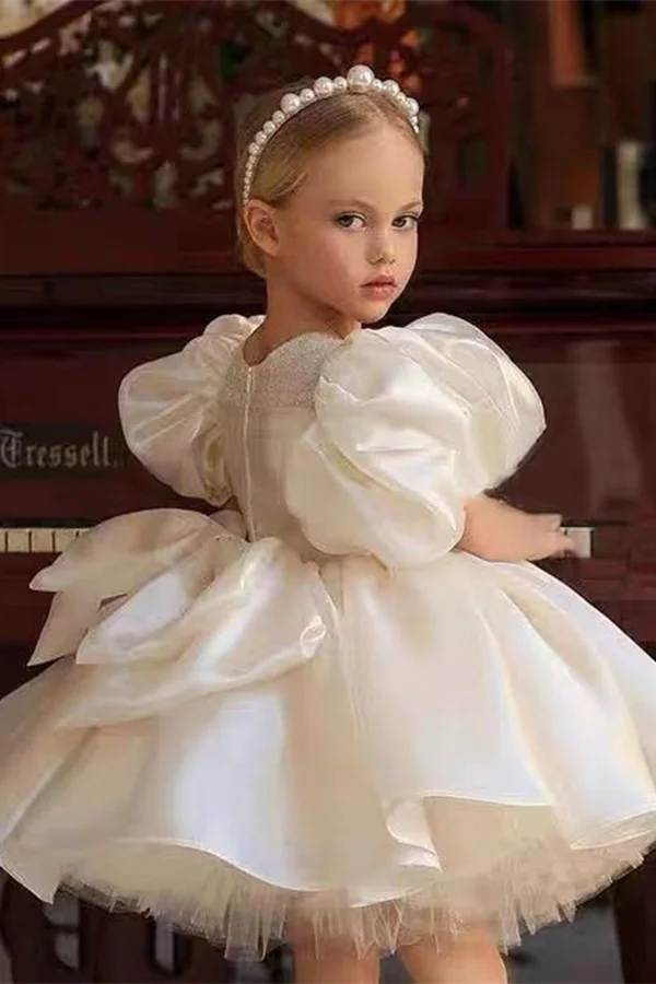 Bellasprom Little Princess Flower Girl Bubble Sleeves Bowknot
