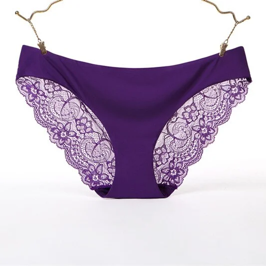 Billionm Women's Sexy Lace Panties Seamless Underwear Leopard Ice Silk for Girl Bikini Cotton Crotch Transparent Lingerie