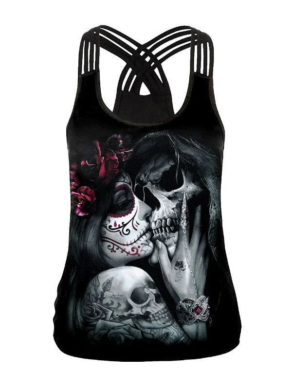 3D Printed Skull Color Block Vest