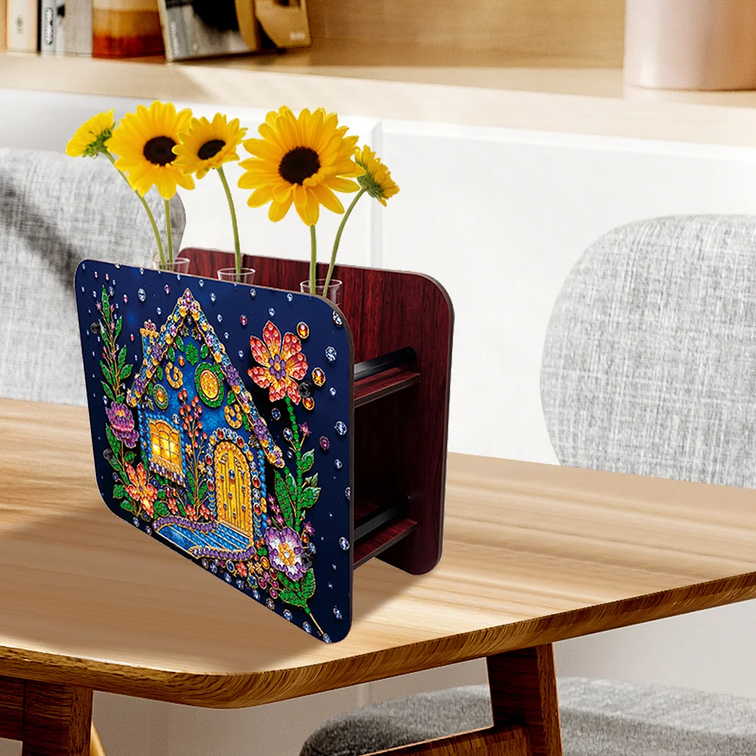 Gem House DIY Diamond Painting Wooden Tube Vase for Adults Gift Idea Home Decor