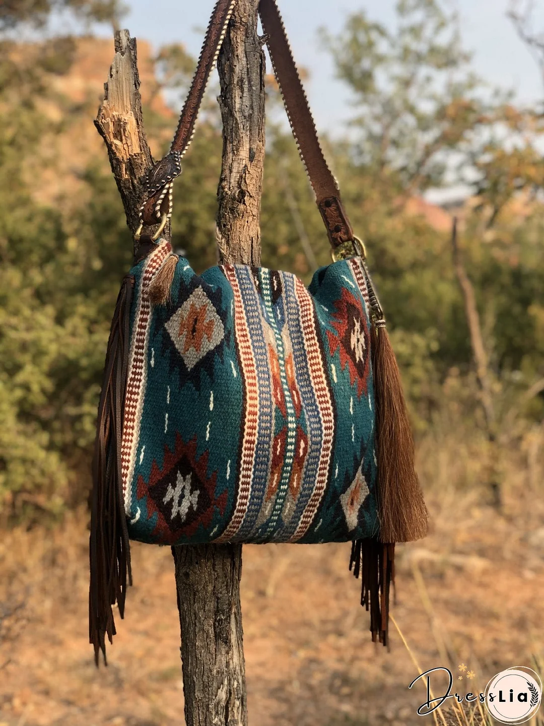 Vintage Hand-woven Streamer Cotton And Linen Shoulder Bag