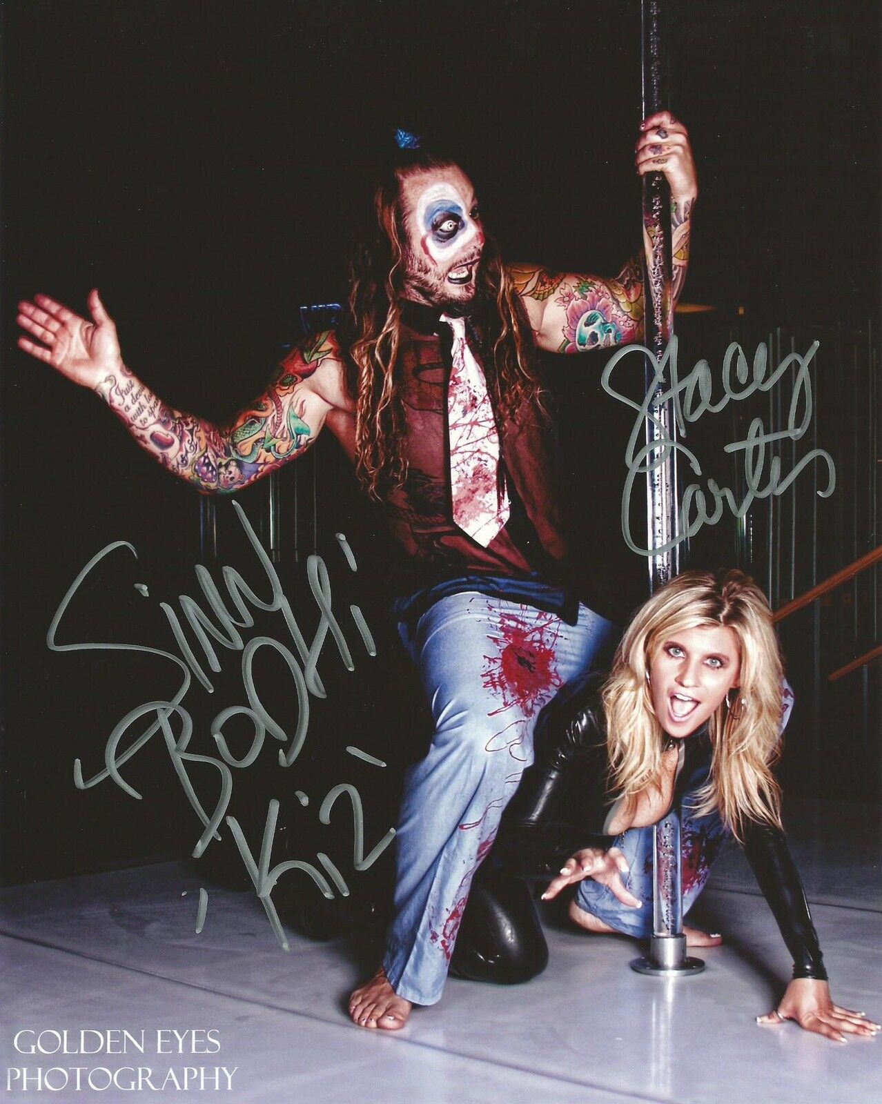 Stacy Carter Miss Kitty The Kat & Kizarny Sinn Bodhi Signed 8x10 Photo Poster painting WWE Auto