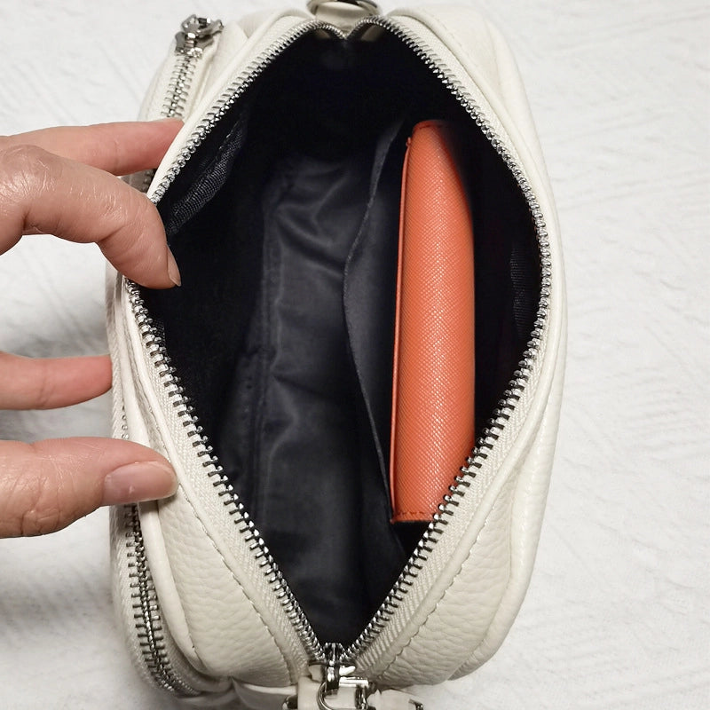 Women’s Pu Leather Solid Color Classic Style Square Zipper Crossbody Bag