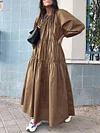 Solid Color Loose Long Sleeves Maxi Dresses