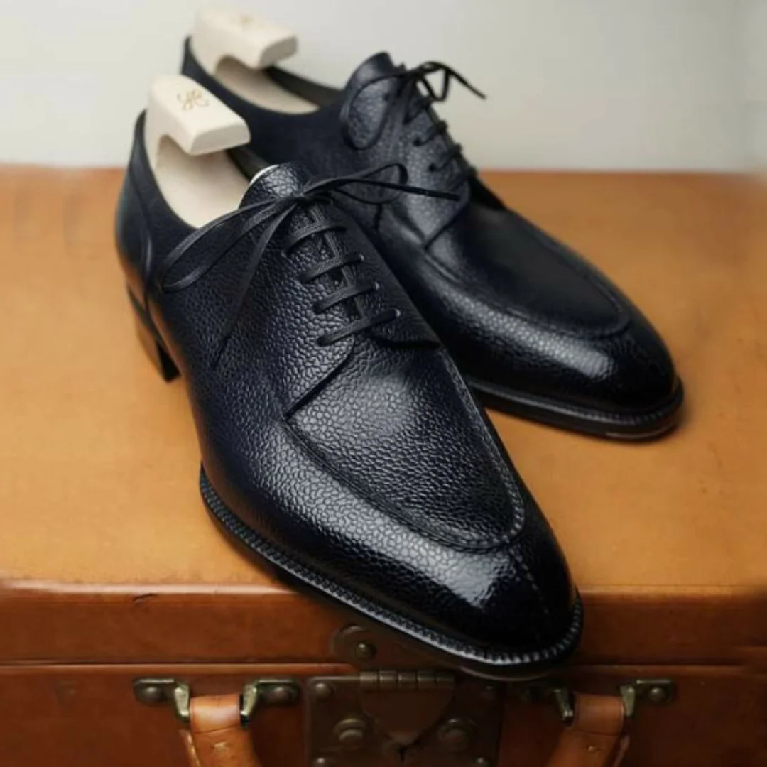 British style men's leather shoes front lace-up business leather shoes