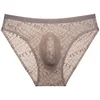 Men's Low Waist Breathable Lace Ultra-Thin Transparent Sexy U-Convex Briefs