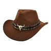 Cow head accessories western cowboy hat wool hat men and women outdoor big brim hat