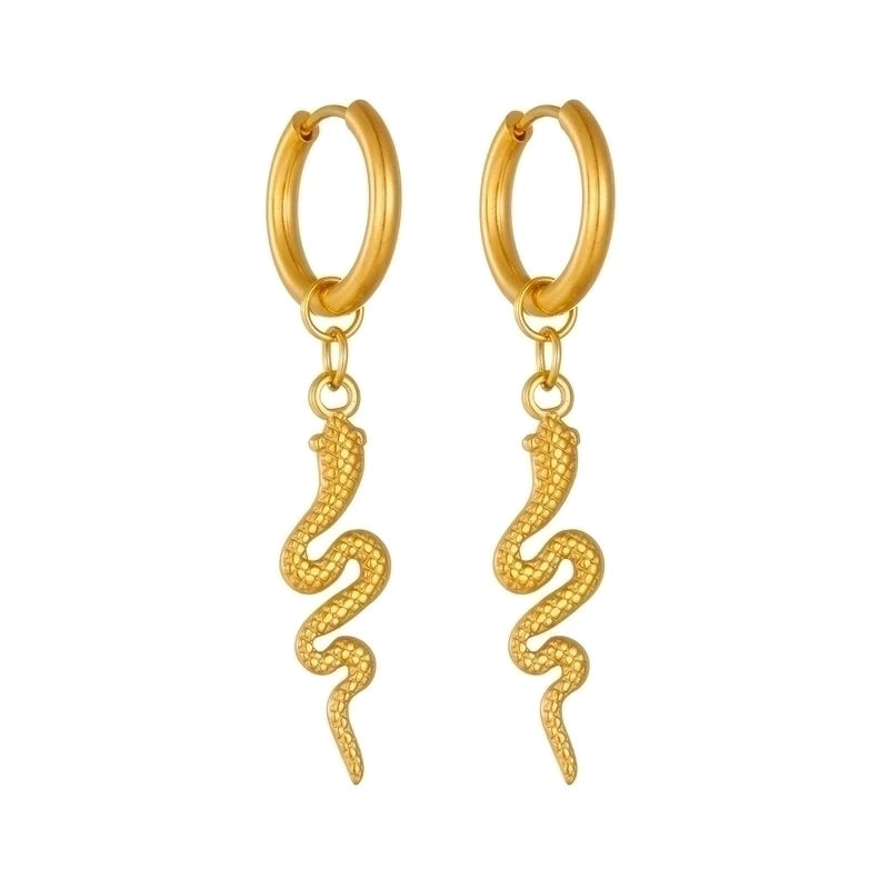 1 Pair IG Style Minimalist Snake Plating Titanium Steel No Inlaid 18K Gold Plated Drop Earrings