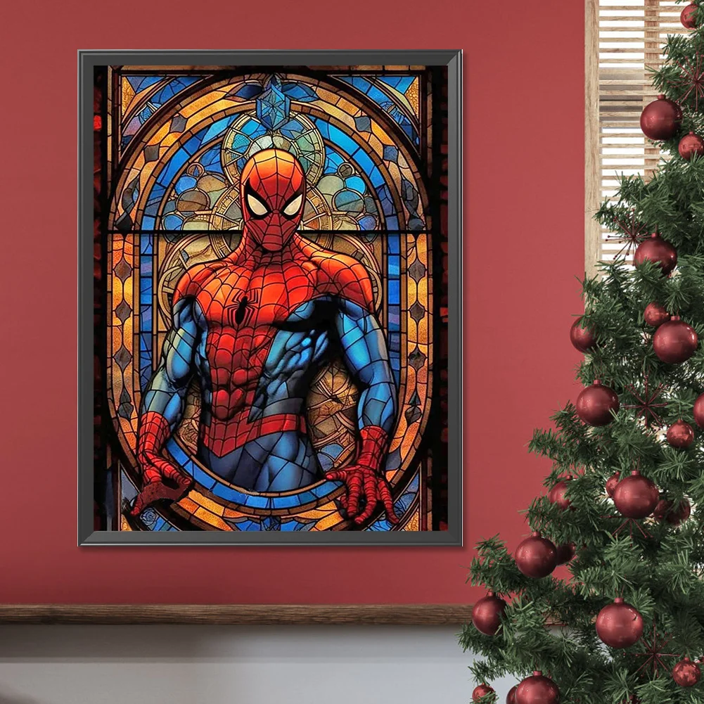Diamond Painting - Full Round Drill - Stained Glass Spider Man(Canvas|30*40cm)