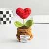 (Finished Product)Crochet Flower Potted Doll with Positive Card Desktop Ornaments, Potted Plants, Bouquets Gift Home Decor