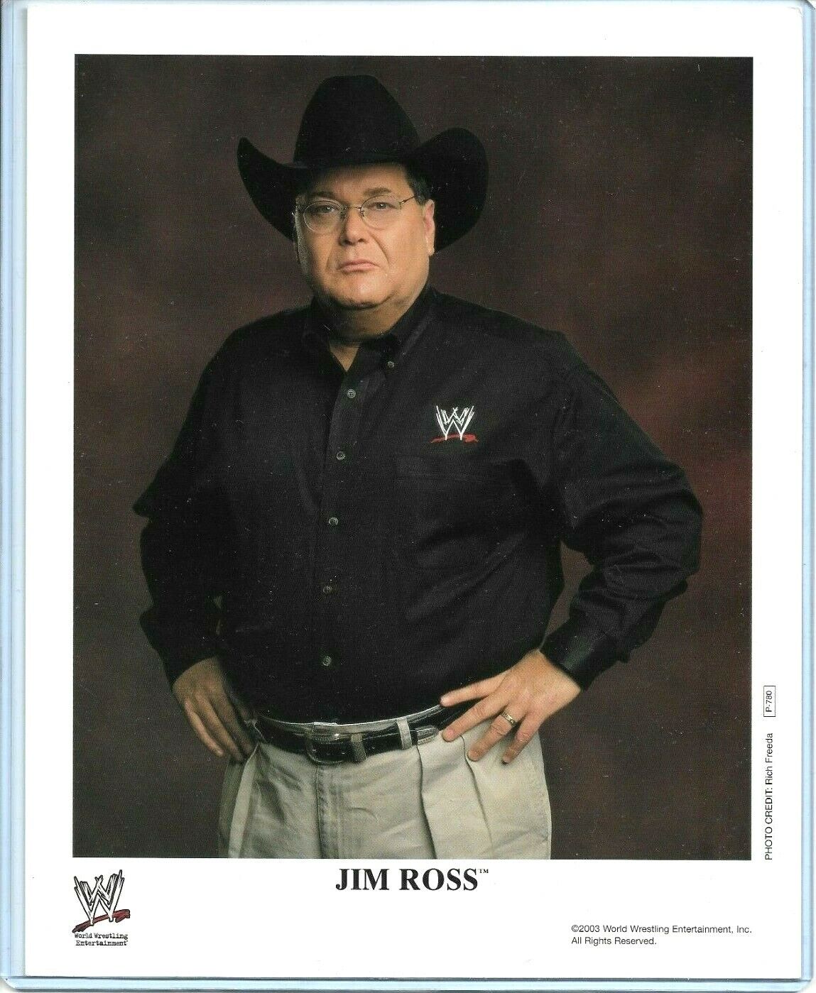 WWE JIM ROSS P-780 OFFICIAL LICENSED AUTHENTIC ORIGINAL 8X10 PROMO Photo Poster painting RARE