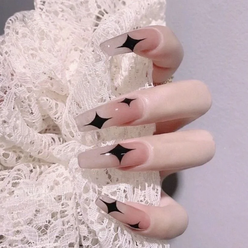 White French False Nails Detachable Long Rhinestone Coffin Fake Nails Acrylic Beauty Print Bride Ballerina Nail Art Full Tips-Nail Inspo