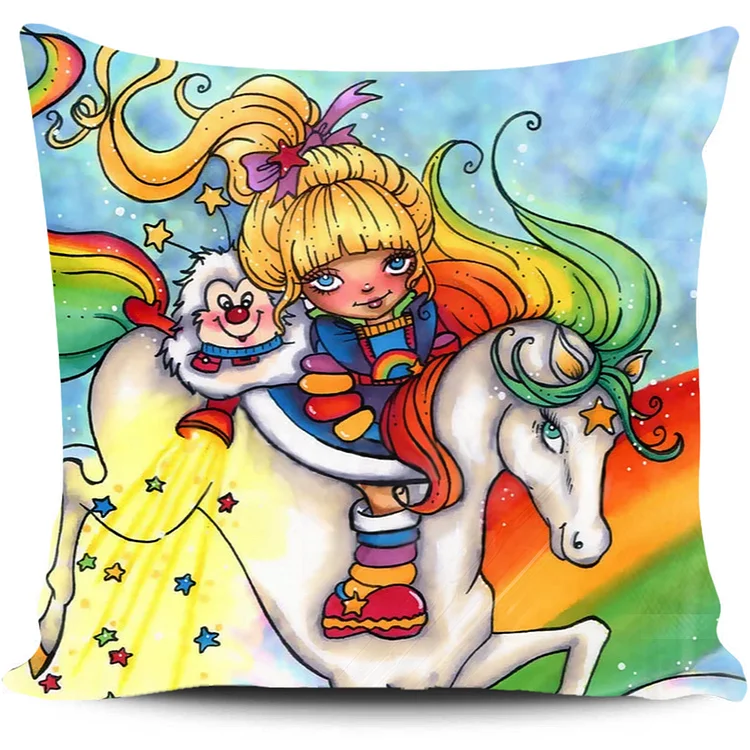 Cross Stitch Pillow - Rainbow big eyes doll (45*45cm) gbfke