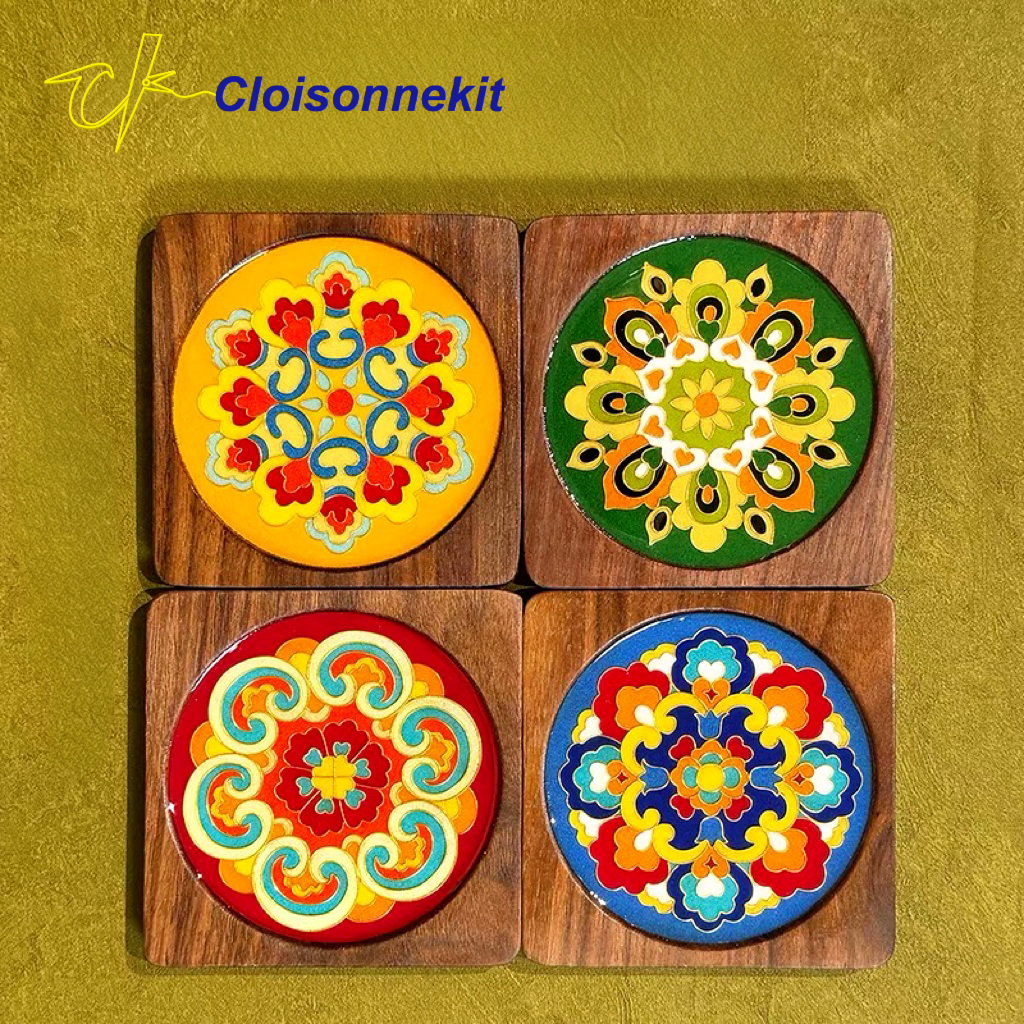 4-pack Coasters Cloisonne Painting Kits - Cloisonnekit