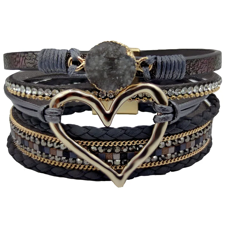 VChics Vintage Boho Heart Multilayer Bracelet