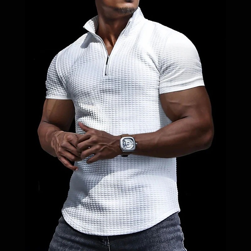 Men's Business Casual Zipper Stand Collar Polo T-shirts