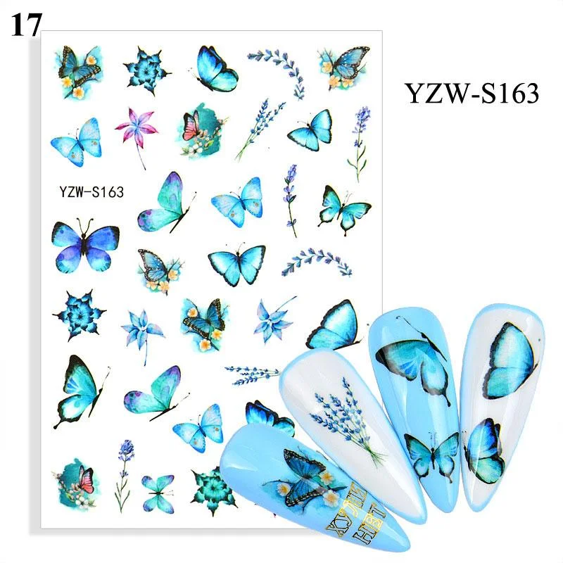 1 Sheet Human Face Nail Stickers And Decals 2021 Nail Art Decorations Set Geometric Pattern Dried Flowers Sliders For Nails Art-Nail Inspo