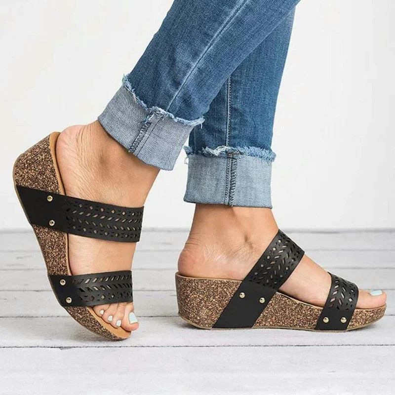 Women's Wedge Heel Hollow European and American slippers